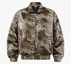 VTG Fuda 100% Silk Leopard Print Bomber Jacket Oversized Women’s XL